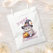 Schattig roze Halloween Verjaardagsfeestje Kitten Bedankzakje (Geknipt)
