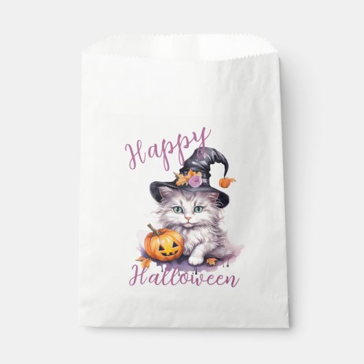 Schattig roze Halloween Verjaardagsfeestje Kitten Bedankzakje (Voorkant)