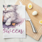 Schattig roze Halloween Verjaardagsfeestje Kitten  Theedoek (Quarter Fold)