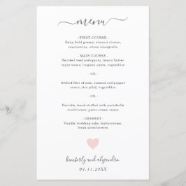 Schattig Roze Hart Eenvoudige Trouwmenu