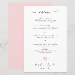 Schattig Roze Hart Eenvoudige Trouwmenu
