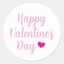 Schattig Roze Hart Gelukkige Valentijnsdag Script Ronde Sticker