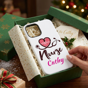 Schattig Roze Hart levenslijn Verpleegster Persona iPhone 12 Mini Hoesje
