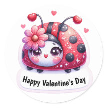 Schattig roze hart lieveheersbeestje Valentijnsdag