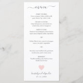 Schattig Roze Hart Trouwen Menu (Voorkant)