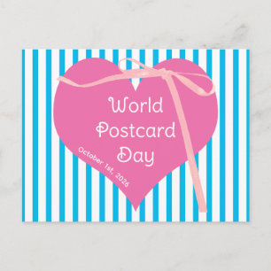 Schattig Roze Hart Wereld Postkaartdag 2026 Briefkaart
