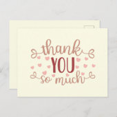 Schattig roze hartjes heel erg bedankt briefkaart (Voorkant / Achterkant)