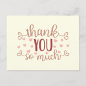Schattig roze hartjes heel erg bedankt briefkaart (Voorkant)