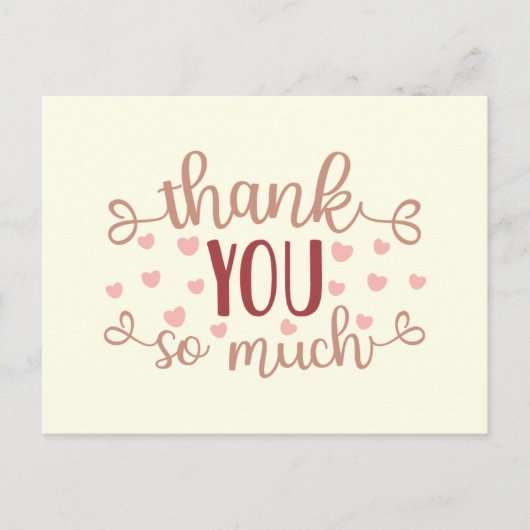 Schattig roze hartjes heel erg bedankt briefkaart (Voorkant)