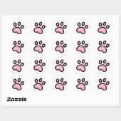 Schattig roze kat poot print - gepersonaliseerde S Ronde Sticker (Vel)
