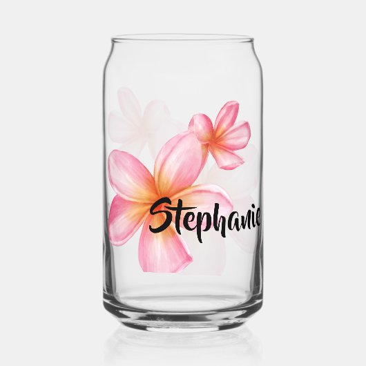 Schattig Roze Kath Golap Bloemontwerp Blikvorm Glas (Voorkant)