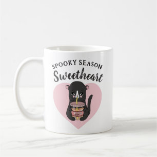 Schattig roze kawaii kat spooky seizoen lieverd koffiemok