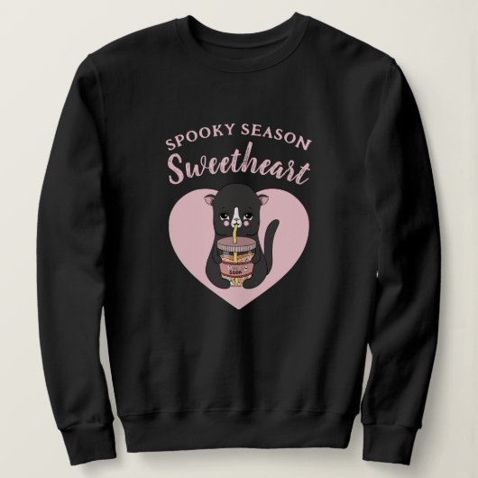 Schattig roze kawaii kat spooky seizoen lieverd trui (Design voorkant)