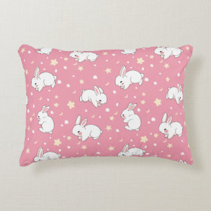 Schattig Roze Kawaii Konijn Doodle Accent Kussen