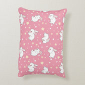 Schattig Roze Kawaii Konijn Doodle Accent Kussen (Achterkant (Verticaal))