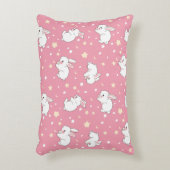 Schattig Roze Kawaii Konijn Doodle Accent Kussen (Voorkant(Verticaal))