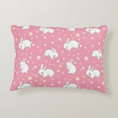 Schattig Roze Kawaii Konijn Doodle Accent Kussen (Achterkant)