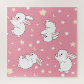 Schattig Roze Kawaii Konijn Doodle Legpuzzel (Horizontaal)