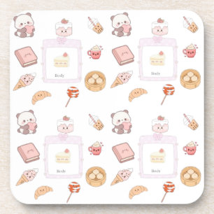 Schattig Roze Kawaii Zoete Traktaties Dessert Ontw Bier Onderzetter