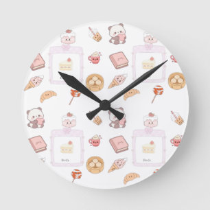 Schattig Roze Kawaii Zoete Traktaties Dessert Ontw Ronde Klok