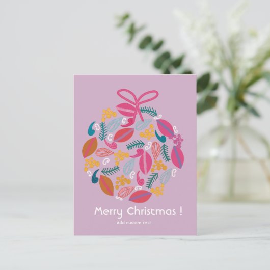schattig roze kerst aangepast briefkaart (Staand voorkant)