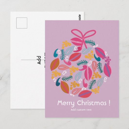 schattig roze kerst aangepast briefkaart (Voorkant / Achterkant)