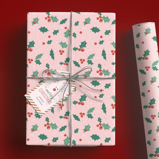 Schattig roze kerst cadeaupapier