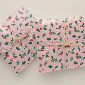 Schattig roze kerst cadeaupapier