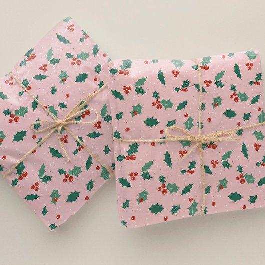 Schattig roze kerst cadeaupapier