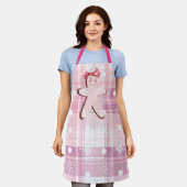 Schattig Roze Kerstman Meisje Kerst Schort (Gedragen)