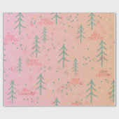 Schattig Roze Kerstmis Cadeaupapier (Vlak)