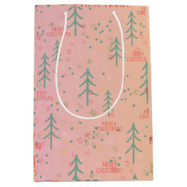 Schattig Roze Kerstmis Medium Cadeauzakje