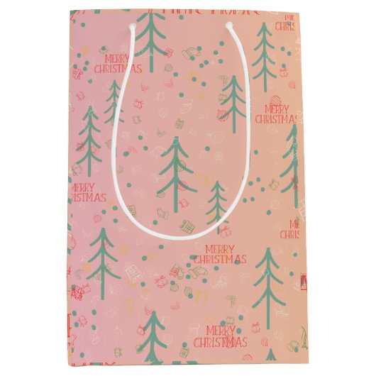 Schattig Roze Kerstmis Medium Cadeauzakje (Voorkant)