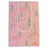Schattig Roze Kerstmis Medium Cadeauzakje (Achterkant)