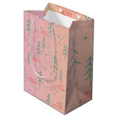 Schattig Roze Kerstmis Medium Cadeauzakje (Achterkant Gekanteld)