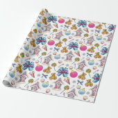 Schattig roze kerstpatroon cadeaupapier (Uitgerold)