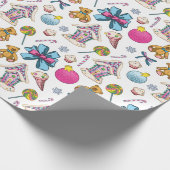 Schattig roze kerstpatroon cadeaupapier (Hoek)