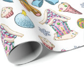 Schattig roze kerstpatroon cadeaupapier (Rol Hoek)