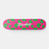 schattig roze kikkerpatroon Skateboard (Horizontaal)