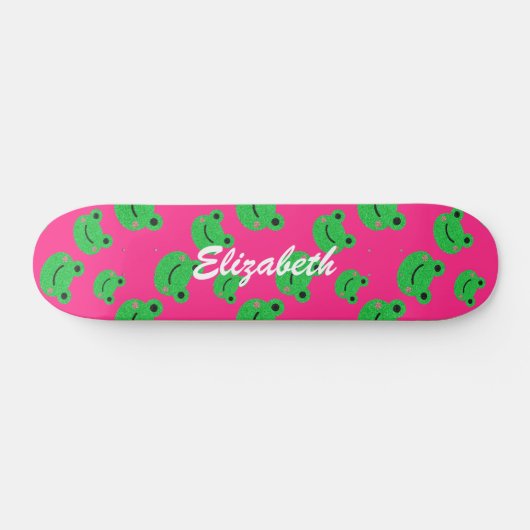 schattig roze kikkerpatroon Skateboard (Horizontaal)