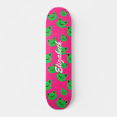 schattig roze kikkerpatroon Skateboard (Voorkant)