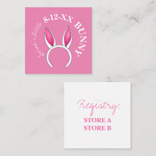 Schattig roze kleine konijntje oren Baby shower Informatiekaartje