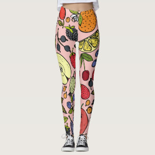 Schattig roze kleurrijk fruitpatroon voor haar leggings