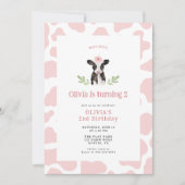 Schattig roze Koe Pattern Verjaardag Kaart (Voorkant)