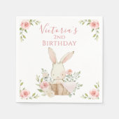 Schattig roze konijn 2 twee tweede verjaardag servet (Voorkant)