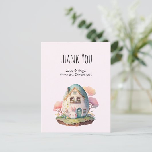 Schattig Roze Konijn Kawaii Stijl Dank Je Briefkaart (Staand voorkant)