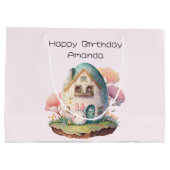 Schattig roze konijn konijn kawaii stijl verjaarda groot cadeauzakje (Achterkant)