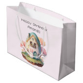 Schattig roze konijn konijn kawaii stijl verjaarda groot cadeauzakje (Achterkant Gekanteld)