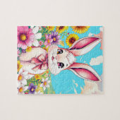 Schattig roze konijntje kinderbed legpuzzel (Horizontaal)