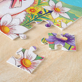 Schattig roze konijntje kinderbed legpuzzel (Zijkant)